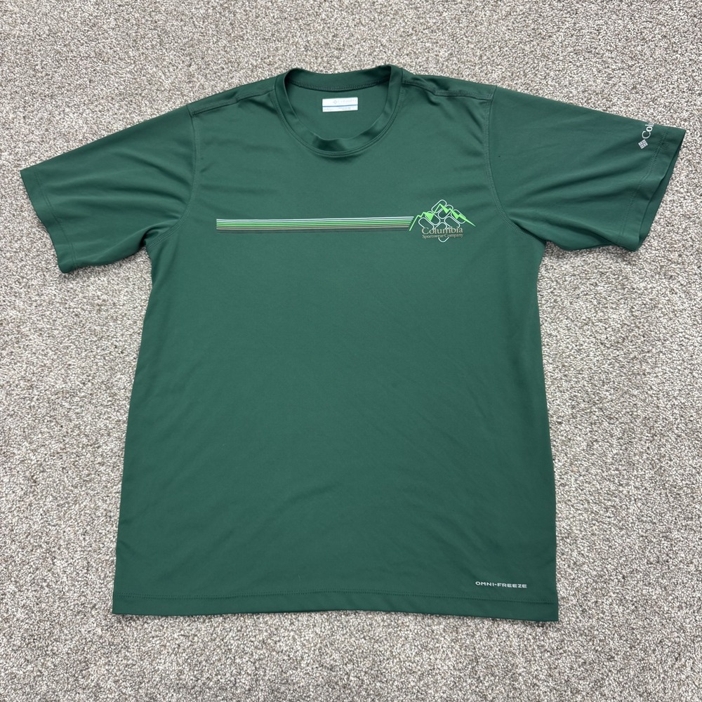 Columbia Shirt Mens Medium Green Omni-Freeze Short Sleeve Graphic Hiking Top